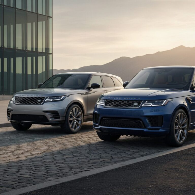 Range Rover VelarとRange Rover Sportが並んで駐車されている画像