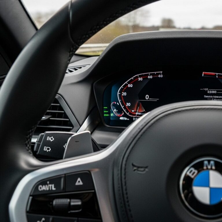 BMWの運転席から見た左側のウインカーレバーを写した画像
