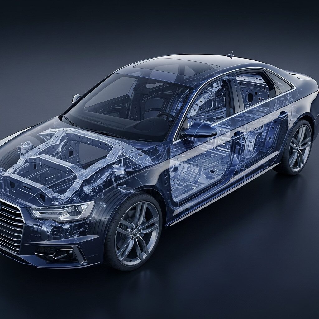 why-is-audi-rigid 外から車の内部構造が見える、アウディの車体の画像